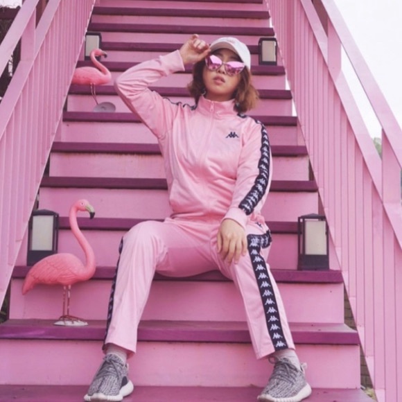 baby pink kappa tracksuit